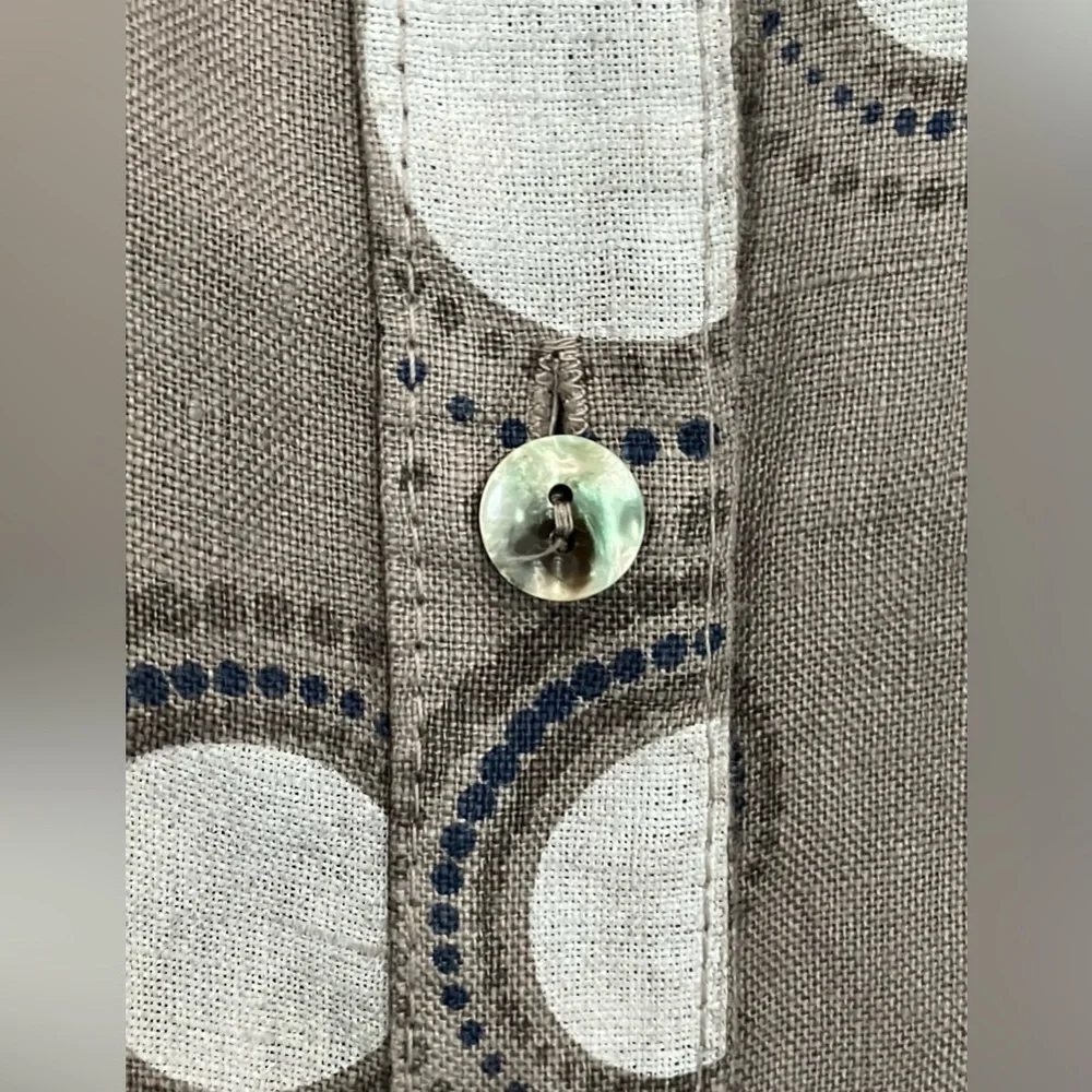 Cherishh Made Italy 100% Linen Button Top Artsy Lagenlook Lagom Medium Coastal - Picture 3 of 6